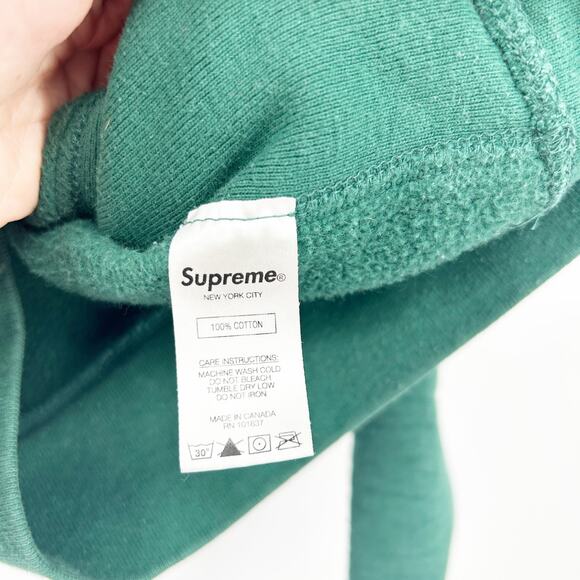 Supreme Mens Streetwear Sporty 2019 Heavyweight Logo Fleece Hoodie Size M Green - Picture 6 of 11